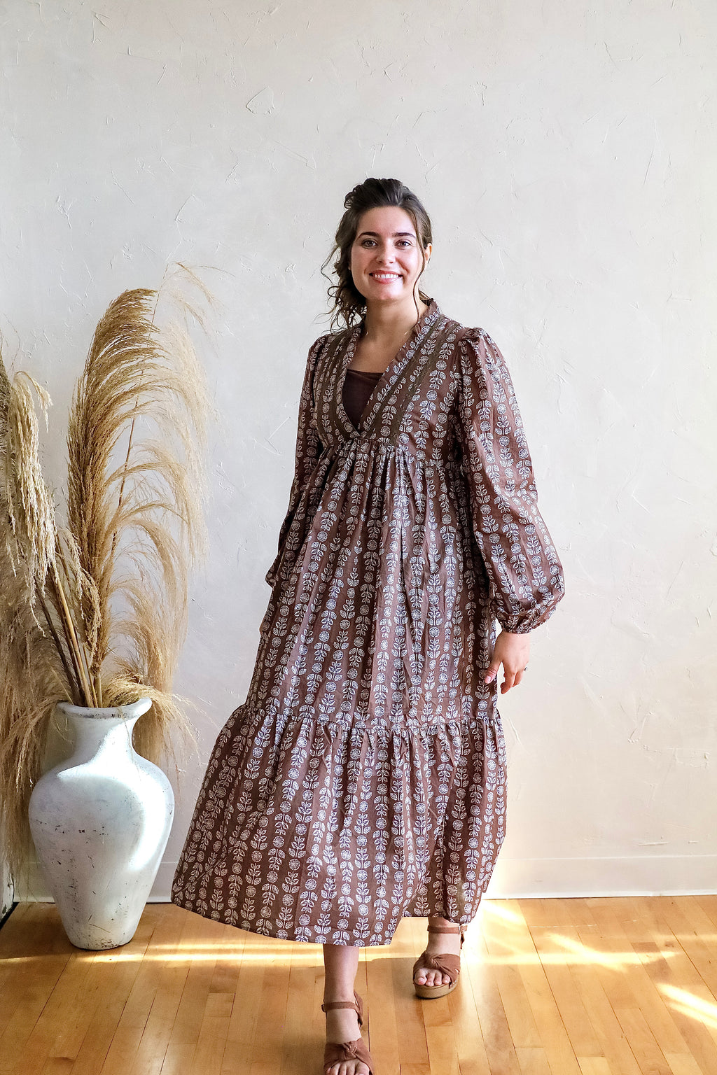 Espresso Brown Floral Maxi Dress – Wild & Free Boutiques