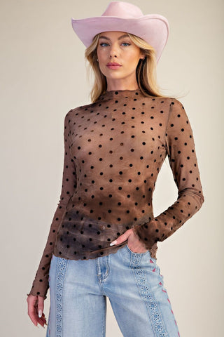 Black Velvet Polka Dot Layering Top
