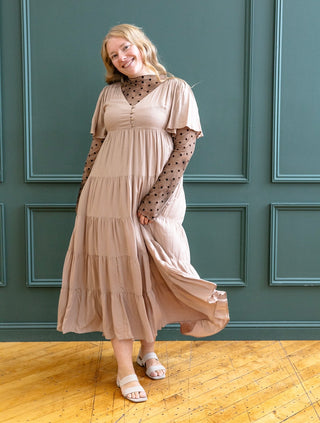 Tan Tiered Maxi Dress
