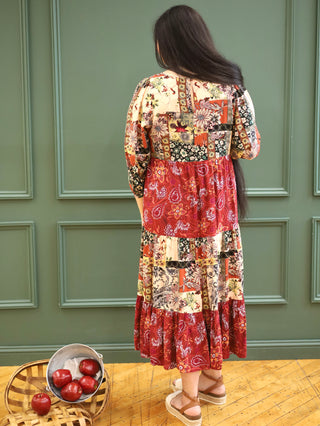 Countryside Fall Floral Midi Dress