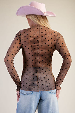 Black Velvet Polka Dot Layering Top