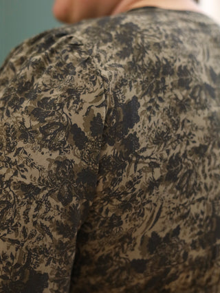 Dusty Olive Floral Printed Maxi Dress