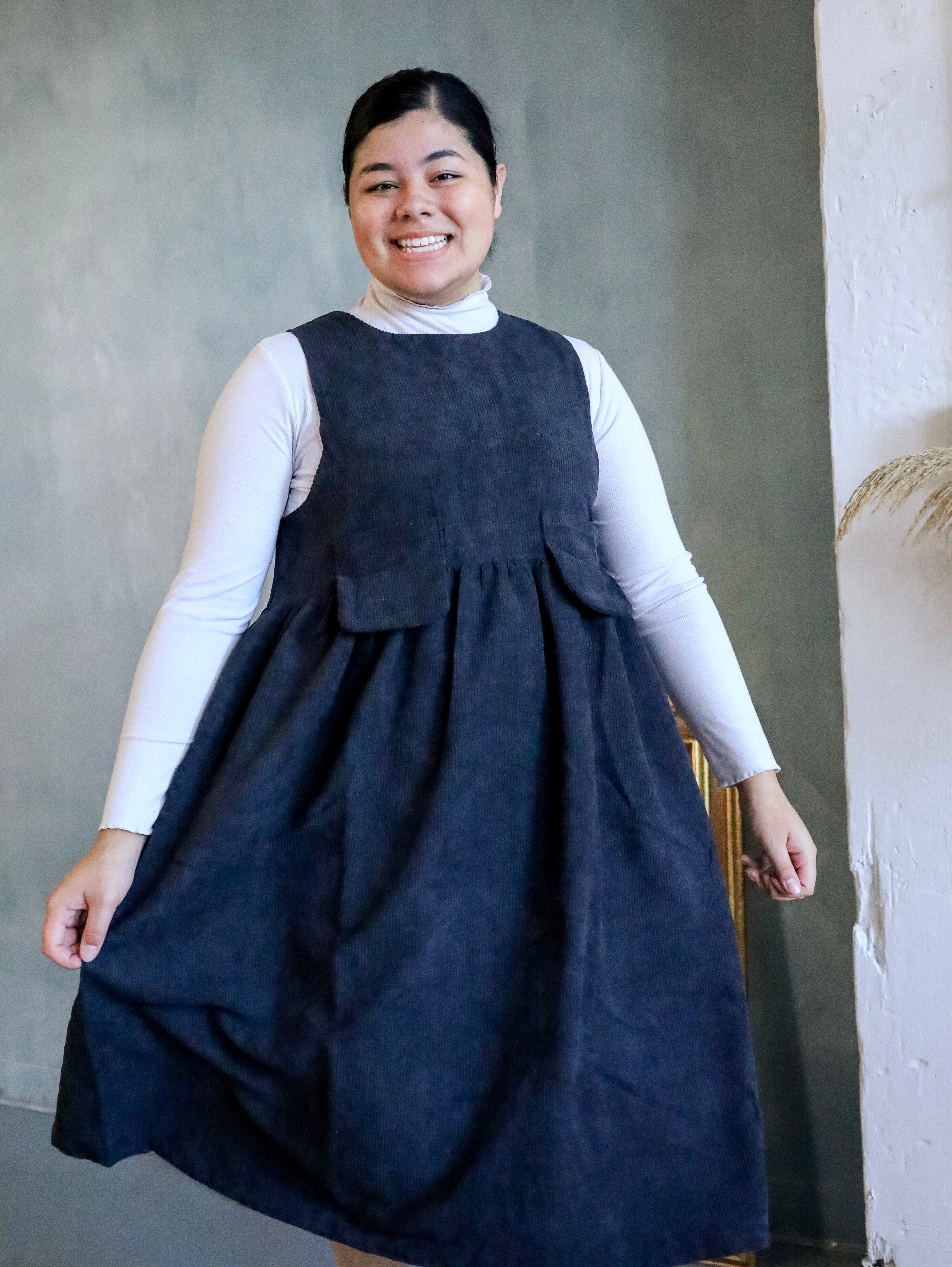 Dark Gray Oversized Corduroy Jumper Dress Wild Free Boutiques
