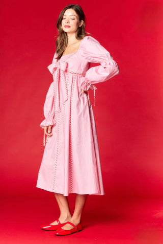 Pink Candy Cane Stripe Midi Dress