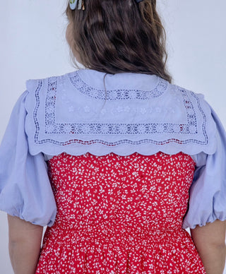 Pastel Blue Square Collar layering Top