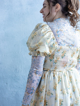 Blue Floral Patchwork Layering Top