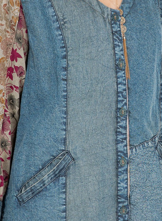 Boho Patchwork Denim Shirt Dress