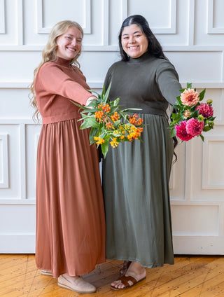 Olive Satin Sweater Top Dress