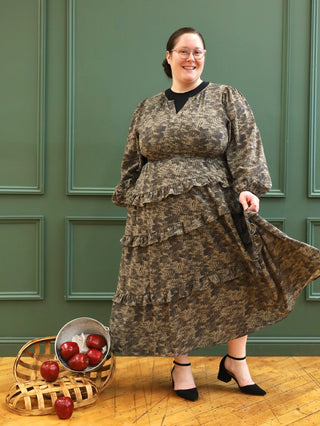 Dusty Olive Floral Printed Maxi Dress