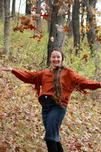 Load image into Gallery viewer, Burnt Orange Fringe Crew Neck Sweater
