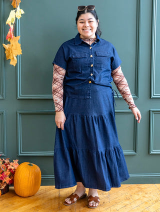 Dark Denim Skirt and Top Matching Set