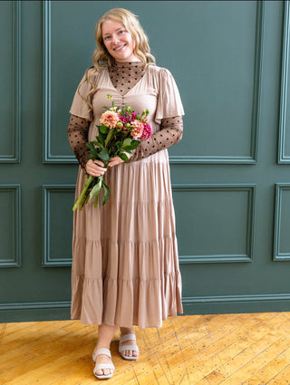 Tan Tiered Maxi Dress