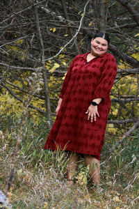 Burgundy Holly Berry Plus Midi Dress