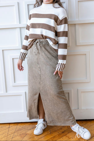 Cozy Campfire Mocha Striped Sweater