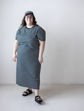 Casual Days Black and White Stripe Plus Tshirt Dress Casual Days Black and White Stripe Plus Tshirt Dress