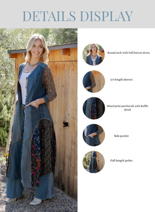 Boho Patchwork Denim Shirt Dress