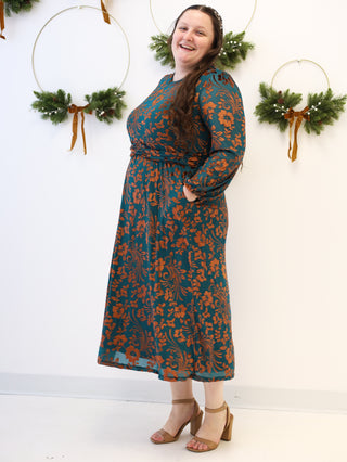 Christmas Bells Gold and Teal Velvet Dress