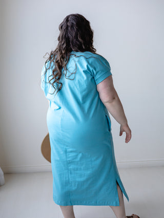 Teal Short Sleeve T-Shirt Dress