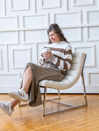 Cozy Campfire Mocha Striped Sweater