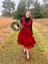 Load image into Gallery viewer, Dark Red Tulle Holiday Jumper Dress
