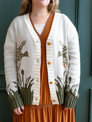 Whimsical Bird Fall Cardigan