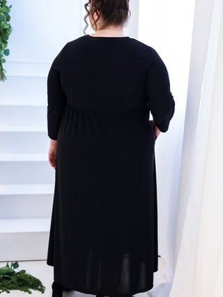 Black Asymmetrical Stitch Maxi Dress