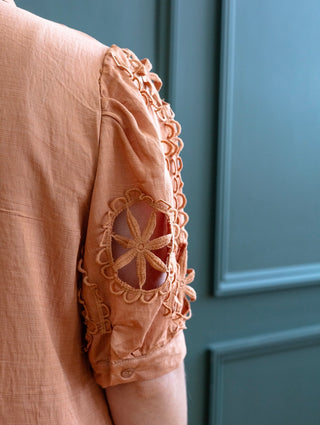 Apricot Skirt and Top Matching Eyelet Set