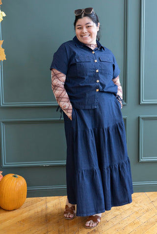 Dark Denim Skirt and Top Matching Set