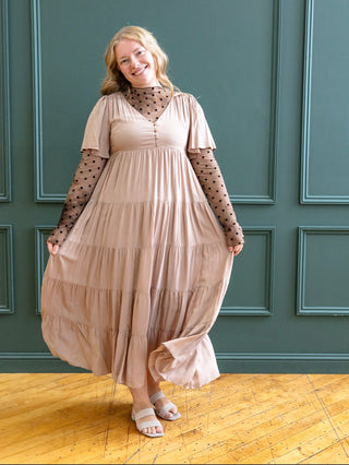 Tan Tiered Maxi Dress