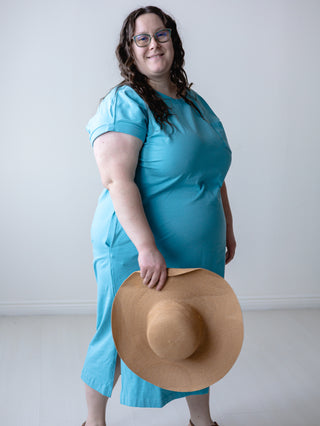 Teal Short Sleeve T-Shirt Dress