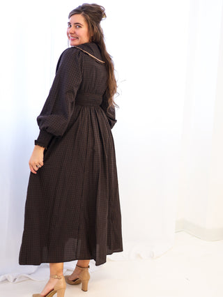 Vintage Plaid Statement Collar Dress