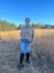 Light Green Waffle Knit Turtleneck Sweater