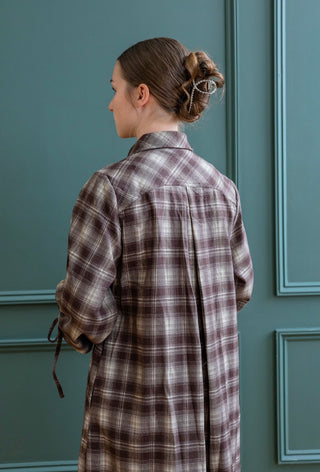 The Perfect Brown Plaid Midi Shirt Dress