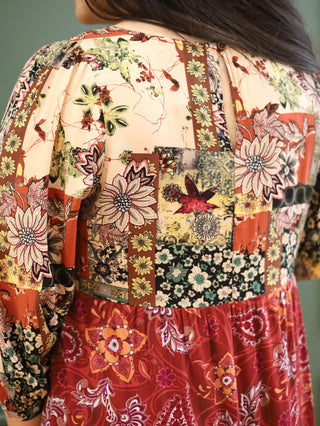 Countryside Fall Floral Midi Dress