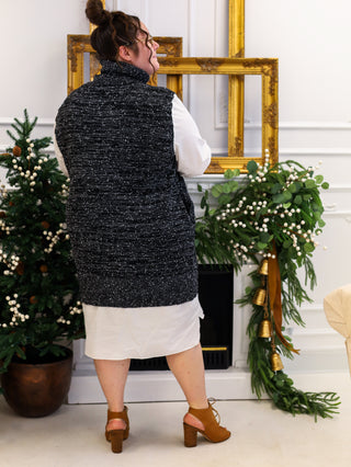 Winter Wonderland Charcoal and Ivory Turtleneck Sweater Dress