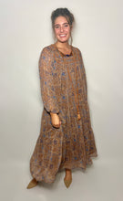 Load image into Gallery viewer, Autumn Days Vintage Floral Piping Midi Dress
