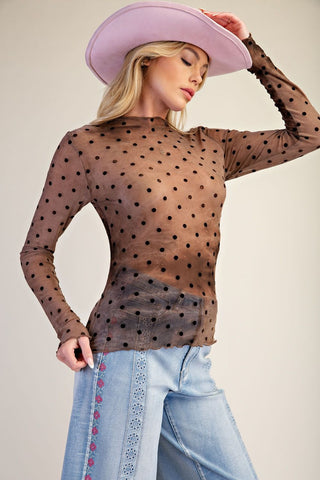 Black Velvet Polka Dot Layering Top