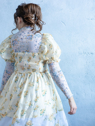 Blue Floral Patchwork Layering Top