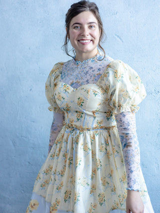 Blue Floral Patchwork Layering Top