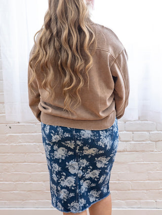 Elevated Mocha Quarter Zip Sweatshirt