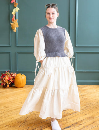 Charcoal Gray Sweater Vest Midi Dress