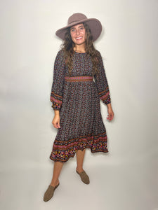 Wildflower Bouquet Floral Border Boho Midi