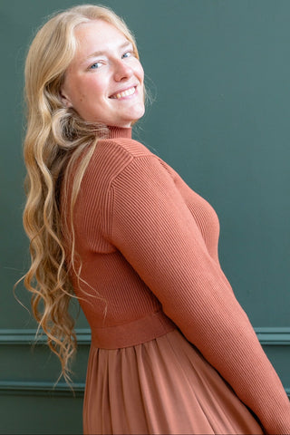 Rust Satin Sweater Top Dress