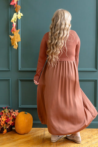 Rust Satin Sweater Top Dress