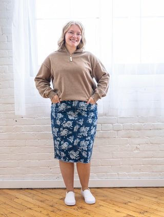 Elevated Mocha Quarter Zip Sweatshirt