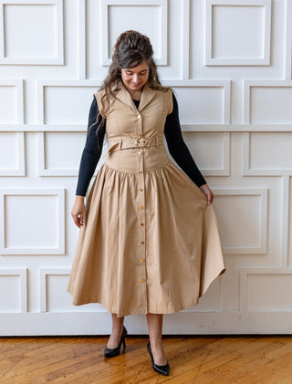 Taupe Button Up Trench Coat Dress