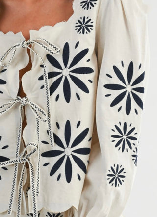 Boho Dream Embroidered Front Tie Top and Matching Skirt Set