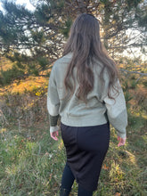 Load image into Gallery viewer, Sage Green Colorblock Patchwork Sweater

