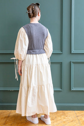 Charcoal Gray Sweater Vest Midi Dress