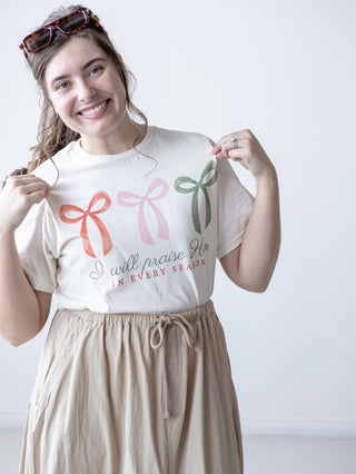 I Will Praise Him Bow T-shirt